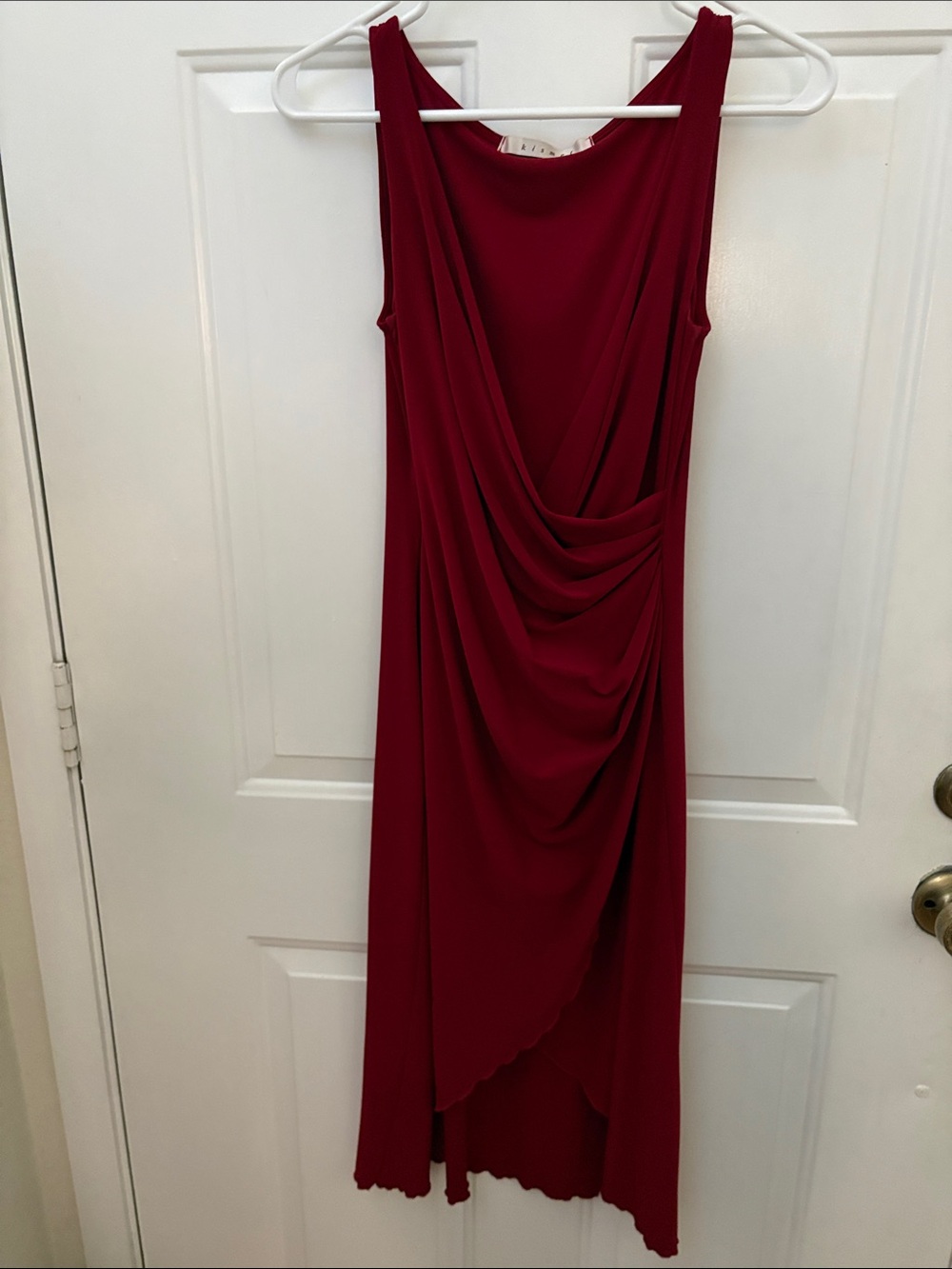 Kismet Sleeveless Draped Wine-Red High-Low Dress